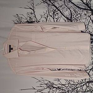 Banana Republic White Pink and Beige Pin Stripe Buttton Down Dress Shirt